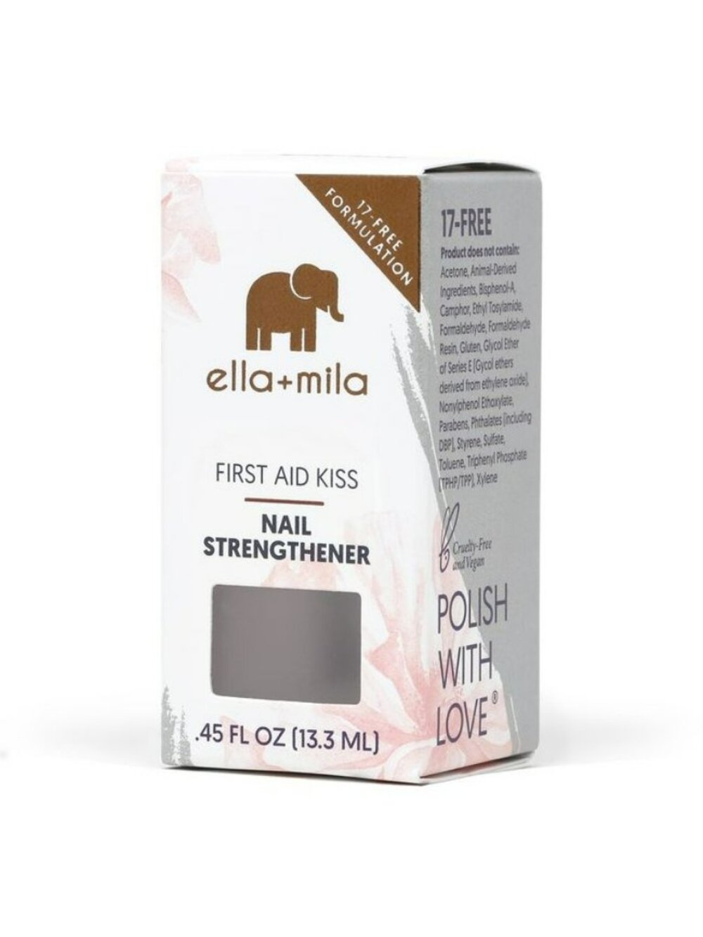 Ella+Mila First Aid Kiss Clear Nail Strengthener 17-Free Vegan Formula .45 Fl Oz
